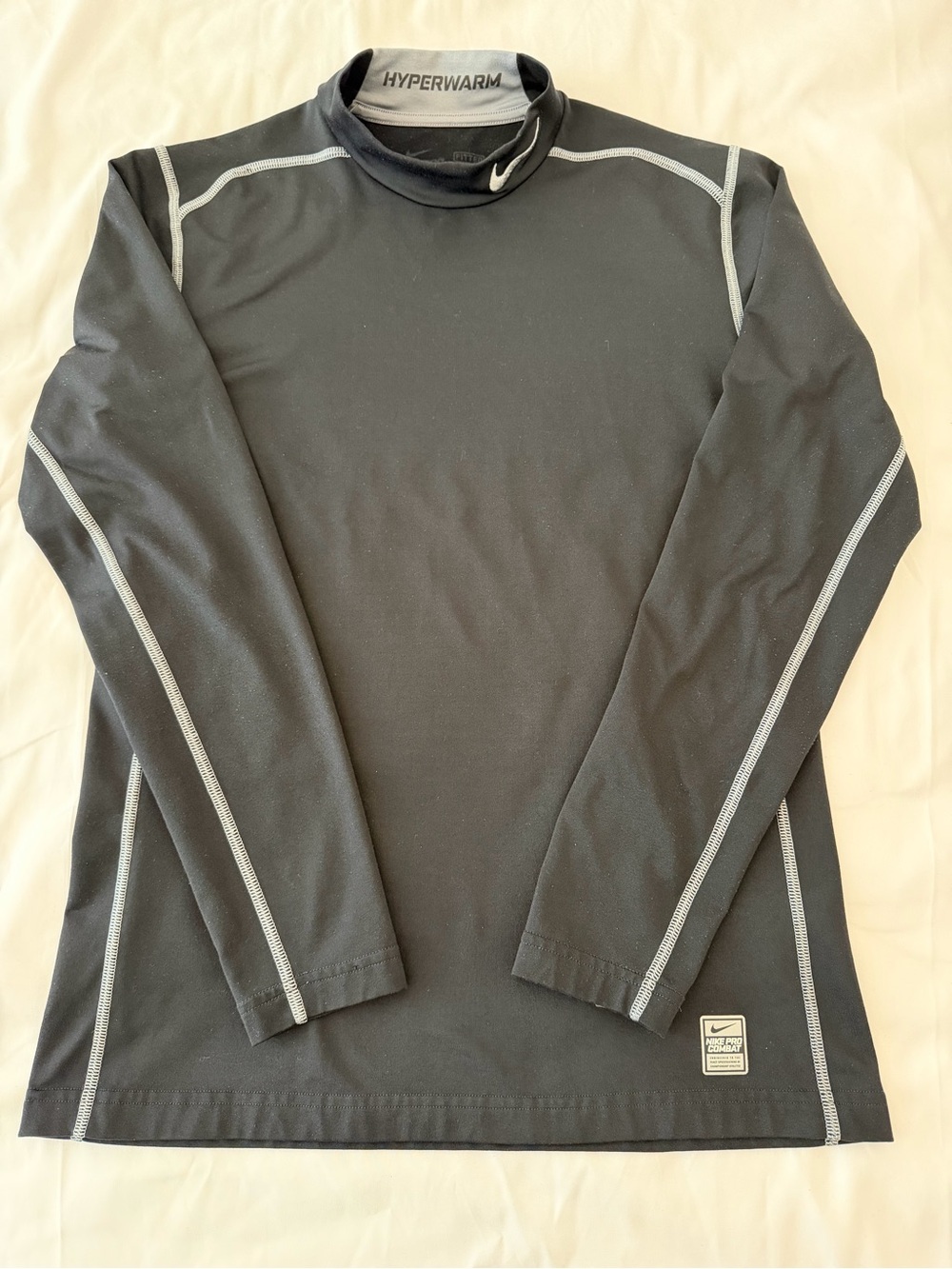 Nike Hyperwarm Men’s Long Sleeve Top - Black with Gray Stitching